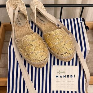 Manebi Gold Lace Espadrilles for Women
